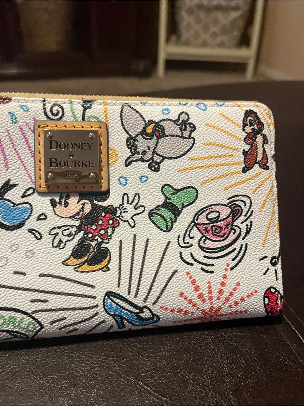Dooney & Bourke White Disney Sketch Zip Wristlet with Multicolor Characters - Picture 15 of 15